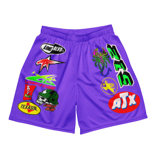 i luv u, u luv me purple Unisex mesh shorts