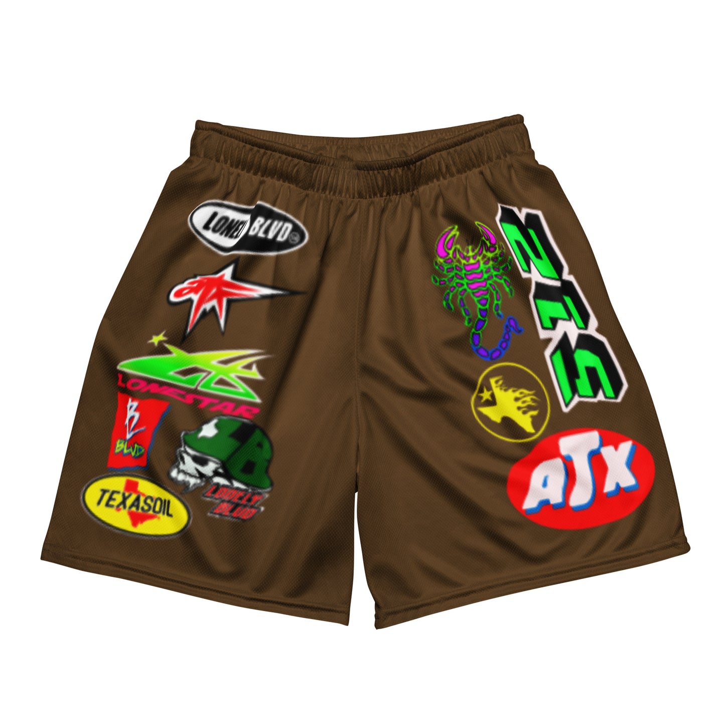 mocha brown Unisex mesh shorts